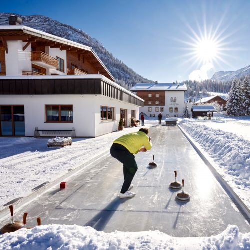 Artificial ice stock rink at the Hotel Auriga in Lech am Arlberg